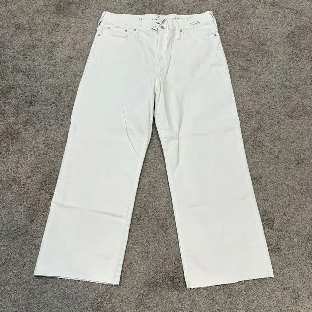 NWT J. Crew 2024 White Slim Wide Leg Jean Size 33